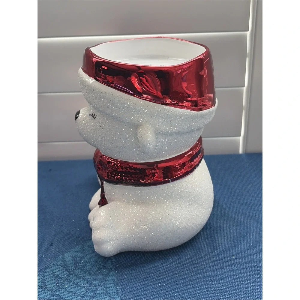 BATH & BODY WORKS SANTA POLAR BEAR 3-WICK CANDLE HOLDER PEDESTAL